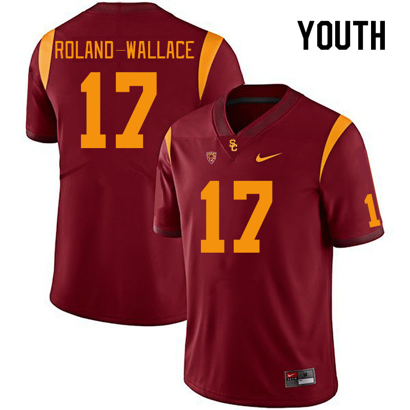 Youth #17 Christian Roland-Wallace USC Trojans College Football Jerseys Stitched Sale-Cardinal